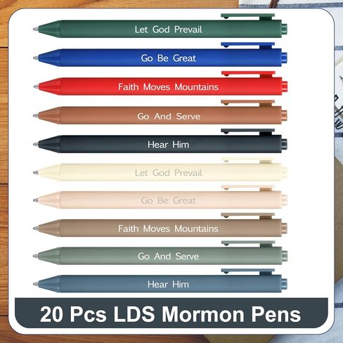 Tenceur 20 Pcs LDS Mormon Pens Lds Youth Theme Ballpoint Pens Bishop Christian Faith Baptism Gifts for Women Men Teens Office School in Saudi Arabia