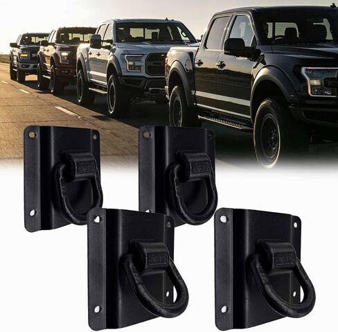 4 قطع مرساة شديدة التحمل متوافقة مع 2015-2025 Ford F150 F250 F350 & Raptor 2026 Truck Bed Tie Downs، استبدال ملحقات السيارة # FL3Z-99000A64-B & FL3Z-9928408-AB (أسود). in Kuwait