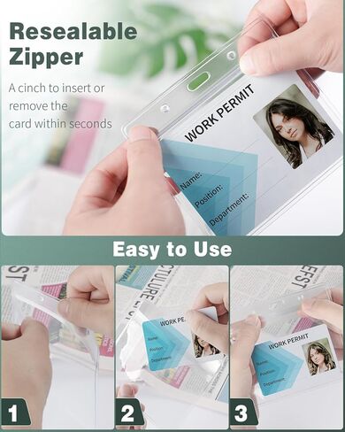 Uniclife 12 Pack 3" x 4" Name Tag Holders Clear Horizontal Name Badge Holders with Resealable Zip Soft Waterproof Plastic Card Case Protector for Business Exhibition Activity and Event in Saudi Arabia