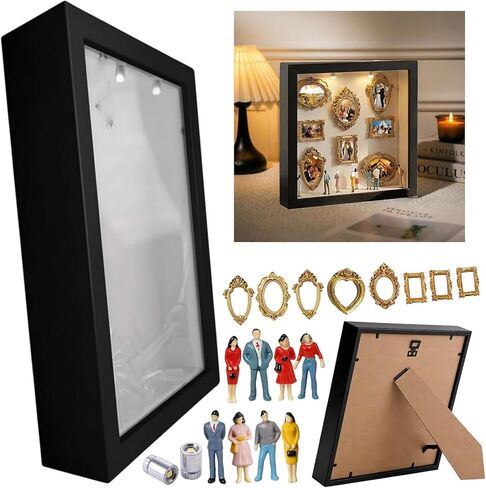 New DIY Mini Gold Grames Silhouette Box, Upgrade Shadow Box Frame Kit with Gold Miniature Museum & Figurines, Celebrate Your Unique Memories in Style, for Anniversary, Wedding, Birthday & Home Decor in Saudi Arabia