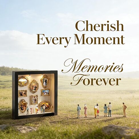 New DIY Mini Gold Grames Silhouette Box, Upgrade Shadow Box Frame Kit with Gold Miniature Museum & Figurines, Celebrate Your Unique Memories in Style, for Anniversary, Wedding, Birthday & Home Decor in Saudi Arabia