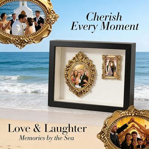 New DIY Mini Gold Grames Silhouette Box, Upgrade Shadow Box Frame Kit with Gold Miniature Museum & Figurines, Celebrate Your Unique Memories in Style, for Anniversary, Wedding, Birthday & Home Decor in Saudi Arabia