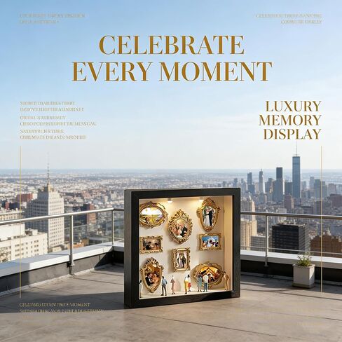 New DIY Mini Gold Grames Silhouette Box, Upgrade Shadow Box Frame Kit with Gold Miniature Museum & Figurines, Celebrate Your Unique Memories in Style, for Anniversary, Wedding, Birthday & Home Decor in Saudi Arabia