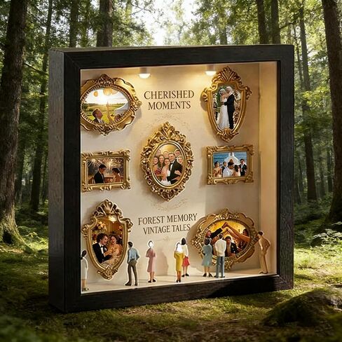 New DIY Mini Gold Grames Silhouette Box, Upgrade Shadow Box Frame Kit with Gold Miniature Museum & Figurines, Celebrate Your Unique Memories in Style, for Anniversary, Wedding, Birthday & Home Decor in Saudi Arabia