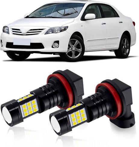 مصابيح الضباب H11 LED H8 H11LL H8LL لمبة 6000K زينون أبيض متوافق مع 2009 2010 2011 2012 2013 2014 2015 2016 Toyota Corolla، حزمة من 2 in Saudi Arabia