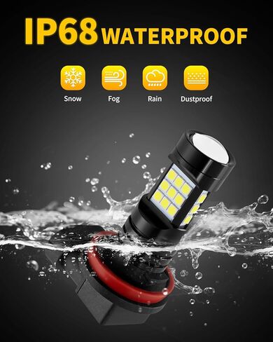مصابيح الضباب H11 LED H8 H11LL H8LL لمبة 6000K زينون أبيض متوافق مع 2009 2010 2011 2012 2013 2014 2015 2016 Toyota Corolla، حزمة من 2 in Saudi Arabia