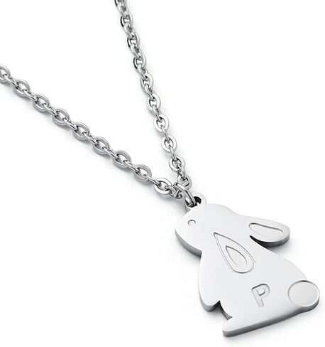 Eilygen Bunny Lovers Gift Stainless Steel Bunny Pendant Necklace Initial Necklace Gift for Rabbit Lover Bunny Gifts for Her in Kuwait