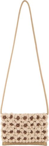 حقيبة كروس نسائية منسوجة يدويًا من CHIC DIARY، محفظة كروشيه قطنية منسوجة، حقيبة يد صغيرة للشاطئ مع زهرة in Kuwait