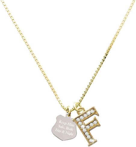 مجوهرات ديلايت شارة شرطة تحافظ على سلامته من الفولاذ المقاوم للصدأ - قلادة ساحرة أولية من الكريستال الذهبي، 17.5 بوصة + 2 بوصة in Kuwait