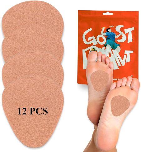 وسادات مشط القدم للرجال والنساء، وسائد كرة القدم | وسائد مشط القدم من اللباد تقلل الاحتكاك بمقدمة القدم، بسُمك 1/4 بوصة - 12 زوجًا، بلون البشرة in Kuwait