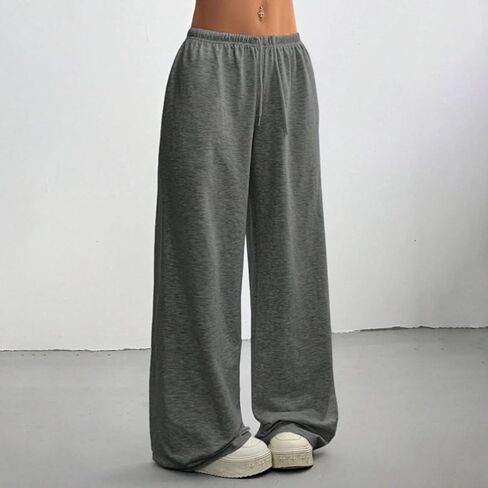 1 Pack Women's Fashionable High-Waisted Drawstring Wide-Leg Pants, Straight-Leg Solid Color Casual Sports Pants in Saudi Arabia