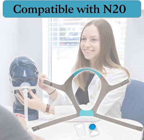 Replacement Headgear Compatible with N20 CPAP Mask, Adjustable Replacement Headgear Strap for N20, N20 Headgear Straps with 2 Clips, Large in Kuwait