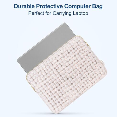 MOSISO 13.3 inch Laptop Case, 13-13.3 inch Puffy Laptop Sleeve Compatible with MacBook Air 13 13.6/Pro 13/Pro 14, HP Dell ASUS Lenovo, Raised Round Quilted Carrying Computer Bag with Small Case, Sand in Saudi Arabia
