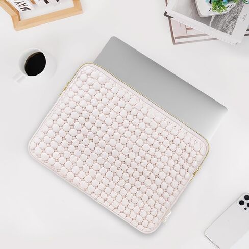 MOSISO 13.3 inch Laptop Case, 13-13.3 inch Puffy Laptop Sleeve Compatible with MacBook Air 13 13.6/Pro 13/Pro 14, HP Dell ASUS Lenovo, Raised Round Quilted Carrying Computer Bag with Small Case, Sand in Saudi Arabia
