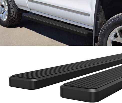 HD Ridez Stainless Steel Running Board 5in Black Compatible with Chevy Silverado GMC Sierra 2007-2018 Double Extended Cab & 2500 3500 2019 (Exclude 07 Classic) (Nerf Bar Side Steps Side Bars) in Saudi Arabia