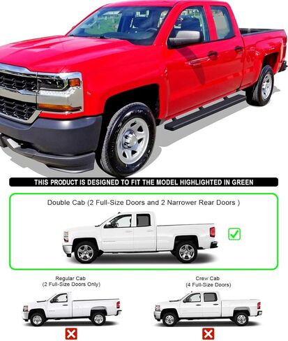 HD Ridez Stainless Steel Running Board 5in Black Compatible with Chevy Silverado GMC Sierra 2007-2018 Double Extended Cab & 2500 3500 2019 (Exclude 07 Classic) (Nerf Bar Side Steps Side Bars) in Saudi Arabia