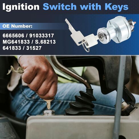 6665606 Ignition Switch with 2 Keys Compatible with Bobcat Loaders 310 313 322 440 530 533 540 542 630 730 731 732 741 742 743 751 753 763 773 863 873 953 963 2410 7753 MT50 MT52 MT55 in Kuwait