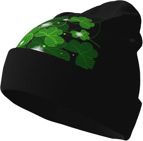 St. Patrick's Green Plaid Knit Beanie Hats for Women Men Shamrocks Cap Soft Winter Hat Warm Breathable Everyday Style in Saudi Arabia