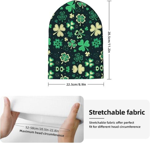 St. Patrick's Green Plaid Knit Beanie Hats for Women Men Shamrocks Cap Soft Winter Hat Warm Breathable Everyday Style in Saudi Arabia