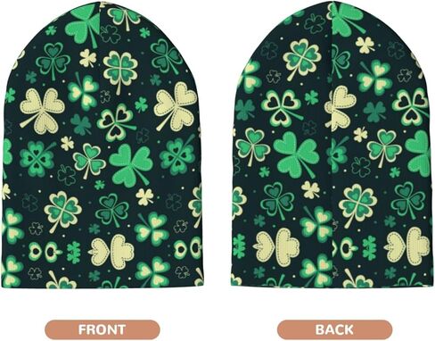 St. Patrick's Green Plaid Knit Beanie Hats for Women Men Shamrocks Cap Soft Winter Hat Warm Breathable Everyday Style in Saudi Arabia