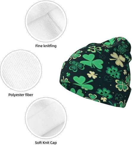 St. Patrick's Green Plaid Knit Beanie Hats for Women Men Shamrocks Cap Soft Winter Hat Warm Breathable Everyday Style in Saudi Arabia