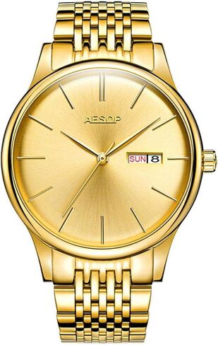 CARLIEN Men's Simple Ultra-Thin Automatic Classic Date Stainless Steel Sapphire Crystal Wristwatch in Kuwait