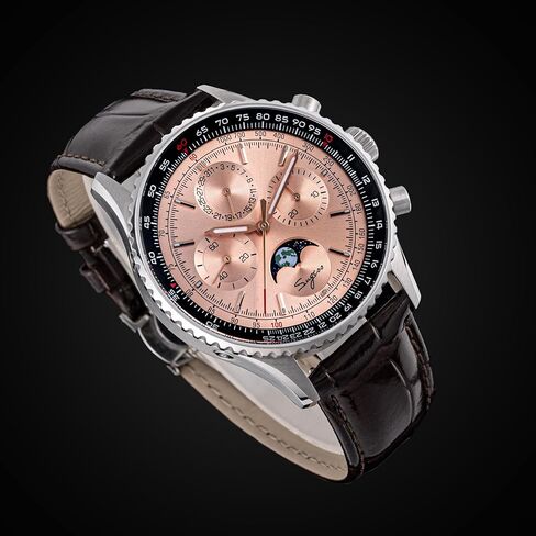 Sugess MoonPhase Master Gold Swan Neck S468.SS.B ST1908 ساعة يد ميكانيكية كرونوغراف للرجال النورس 1963 in Saudi Arabia