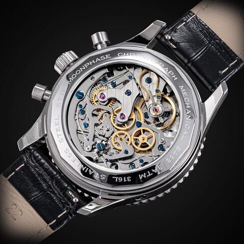 Sugess MoonPhase Master Gold Swan Neck S468.SS.B ST1908 ساعة يد ميكانيكية كرونوغراف للرجال النورس 1963 in Saudi Arabia