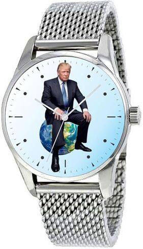 Donald J. Trump Peacemaker On The Dial of The Polished Chrome 42mm Watch with Adjustable Stainless Steel Mesh Band and Donation to TNC in Saudi Arabia