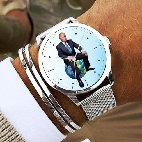 Donald J. Trump Peacemaker On The Dial of The Polished Chrome 42mm Watch with Adjustable Stainless Steel Mesh Band and Donation to TNC in Saudi Arabia
