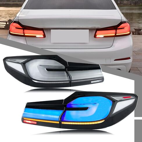 LED Tail Lights Assembly Compatible with BMW 5-Series G30 F90 M5 2017-2020 Start-up Animation Sequential Turn Signal Grey White Rear Lamps Accessory in Saudi Arabia