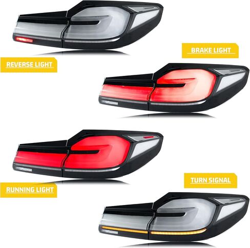 LED Tail Lights Assembly Compatible with BMW 5-Series G30 F90 M5 2017-2020 Start-up Animation Sequential Turn Signal Grey White Rear Lamps Accessory in Saudi Arabia