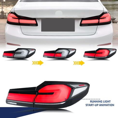 LED Tail Lights Assembly Compatible with BMW 5-Series G30 F90 M5 2017-2020 Start-up Animation Sequential Turn Signal Grey White Rear Lamps Accessory in Saudi Arabia