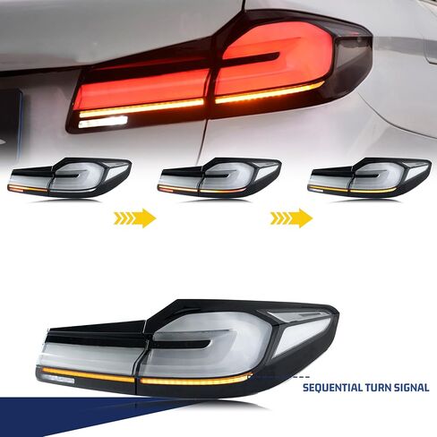 LED Tail Lights Assembly Compatible with BMW 5-Series G30 F90 M5 2017-2020 Start-up Animation Sequential Turn Signal Grey White Rear Lamps Accessory in Saudi Arabia