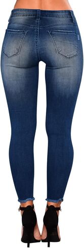 Women's Mid Waisted Jeans Trendy Distressed Stretch Ripped Butt Lift Denim Pants (Pack of 2) in Saudi Arabia