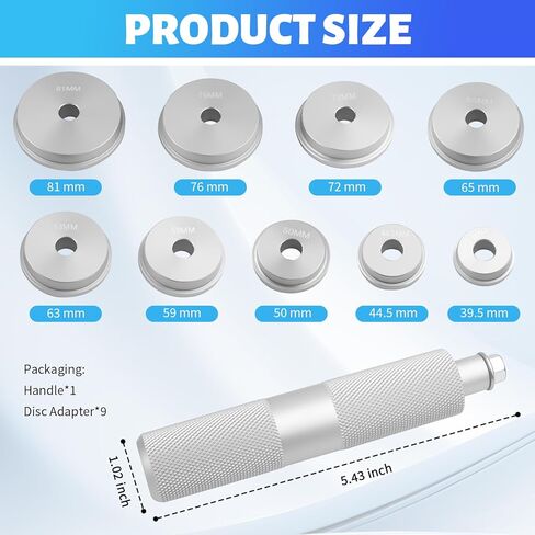 10PCS Car Bearing Press Kit,Non-damaging Car Bearing Race and Seal Driver Set for Installing Wheel Bearings with 9 Sizes Adapters/Seal Driver Handle,Essential Seals Installer Kit in Kuwait
