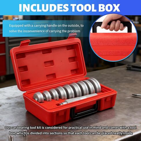 10PCS Car Bearing Press Kit,Non-damaging Car Bearing Race and Seal Driver Set for Installing Wheel Bearings with 9 Sizes Adapters/Seal Driver Handle,Essential Seals Installer Kit in Kuwait