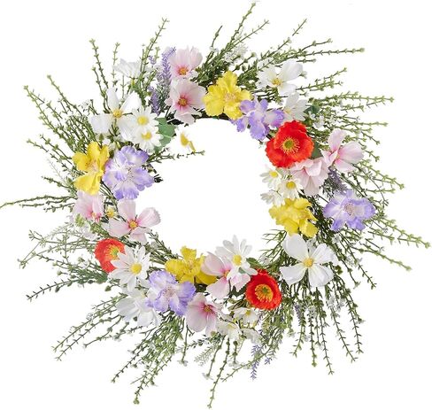 18 Inchspring Wreaths for Front Door Eucalyptus Hydrangea Wreath Summer Greenery Wreath for Front Door for All Seasons Artifical Outdoor Wreaths Weatherproof for Wall Farmhouse Porch Patio Home Decor in Saudi Arabia