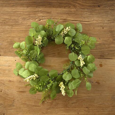 18 Inchspring Wreaths for Front Door Eucalyptus Hydrangea Wreath Summer Greenery Wreath for Front Door for All Seasons Artifical Outdoor Wreaths Weatherproof for Wall Farmhouse Porch Patio Home Decor in Saudi Arabia