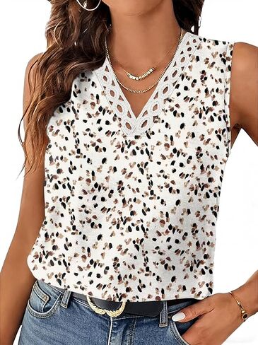 Sipaya Tank Top for Women Trendy Beach Vacation Clothes Lace Tops for Women V Neck Summer Outfits Sleeveless Boho Tops in Kuwait