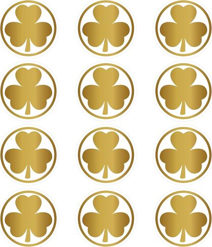 Lucleag 360 PCS Glitter Gold St. Patrick's Day Stickers for Envelopes, Golden Shamrock Stickers Gold Clover Sticker for St. Patrick's Day Envelope Seal Gift Present Party Supplies, 1.5 in in Saudi Arabia
