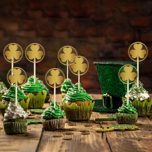 Lucleag 360 PCS Glitter Gold St. Patrick's Day Stickers for Envelopes, Golden Shamrock Stickers Gold Clover Sticker for St. Patrick's Day Envelope Seal Gift Present Party Supplies, 1.5 in in Saudi Arabia