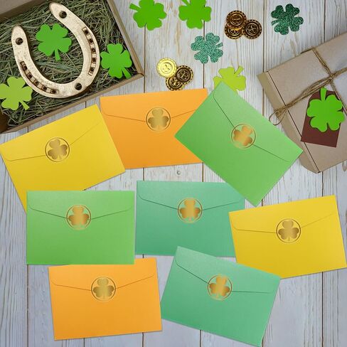 Lucleag 360 PCS Glitter Gold St. Patrick's Day Stickers for Envelopes, Golden Shamrock Stickers Gold Clover Sticker for St. Patrick's Day Envelope Seal Gift Present Party Supplies, 1.5 in in Saudi Arabia