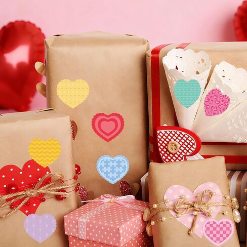 500 PCS Heart Stickers Roll, 8 Colors Self-Adhesive Writable Heart Labels Easter Decorative Sticker for Wedding Mother's Day Supplies(1.5×1.3in) in Saudi Arabia