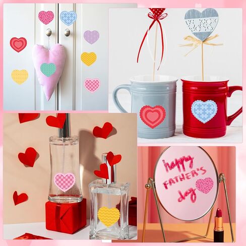 500 PCS Heart Stickers Roll, 8 Colors Self-Adhesive Writable Heart Labels Easter Decorative Sticker for Wedding Mother's Day Supplies(1.5×1.3in) in Saudi Arabia