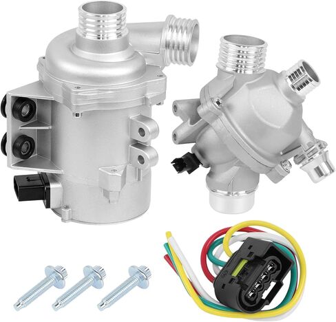 Electric Engine Water Pump 11517586925+Aluminium Thermostat 11537549476 Compatible with 2006-2012 BMW 128i 323i 325i 325xi 328i 328xi 330i 330xi 525i 525xi 528i 528xi 530i 530xi X3 X5 E91 E90 N51 3.0L in Kuwait