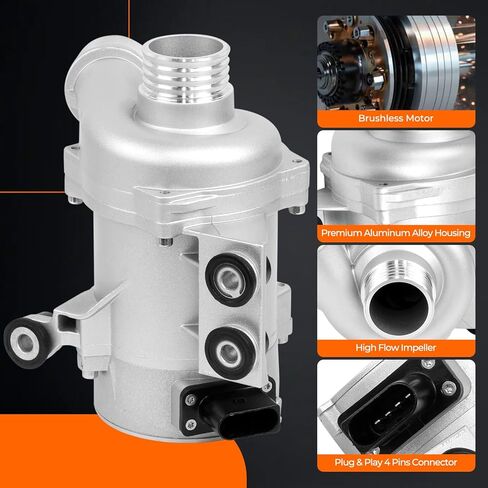 Electric Engine Water Pump 11517586925+Aluminium Thermostat 11537549476 Compatible with 2006-2012 BMW 128i 323i 325i 325xi 328i 328xi 330i 330xi 525i 525xi 528i 528xi 530i 530xi X3 X5 E91 E90 N51 3.0L in Kuwait