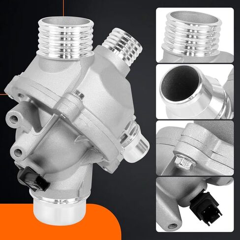 Electric Engine Water Pump 11517586925+Aluminium Thermostat 11537549476 Compatible with 2006-2012 BMW 128i 323i 325i 325xi 328i 328xi 330i 330xi 525i 525xi 528i 528xi 530i 530xi X3 X5 E91 E90 N51 3.0L in Kuwait