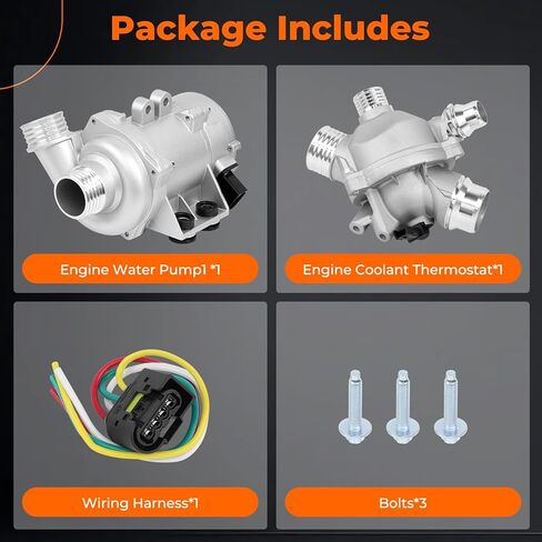 Electric Engine Water Pump 11517586925+Aluminium Thermostat 11537549476 Compatible with 2006-2012 BMW 128i 323i 325i 325xi 328i 328xi 330i 330xi 525i 525xi 528i 528xi 530i 530xi X3 X5 E91 E90 N51 3.0L in Kuwait