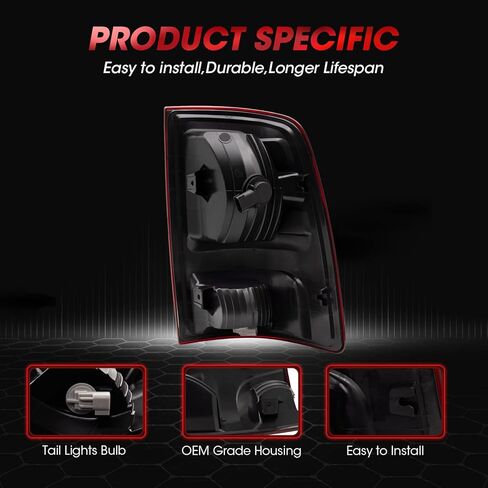 WEZEMLIGH Tail Lights For 2009-2018 Ram 1500 2019 Ram 1500 Classic 2010-2018 Ram 2500 2010-2018 Ram 3500 Brake Lamps With Bulb Inside-Passenger Side in Saudi Arabia